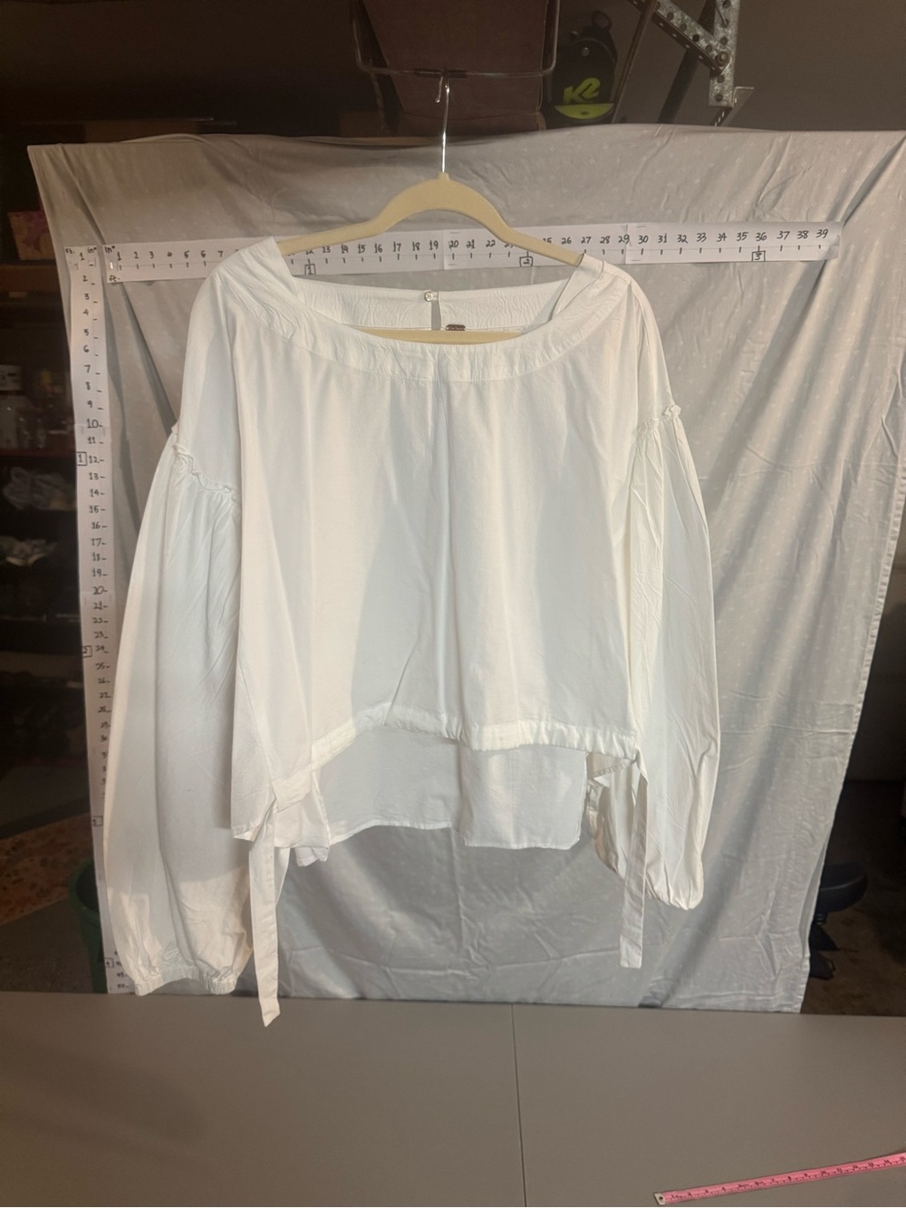 Free People White Peasant Tie-Side Blouse